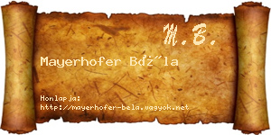 Mayerhofer Béla névjegykártya